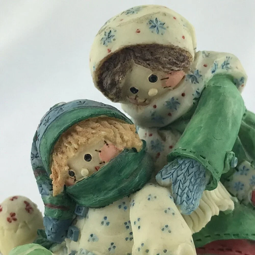 Vtg 1995 Enesco Mary Rhyner Cute as Button Girl Helping Boy Ice Skater Figurine